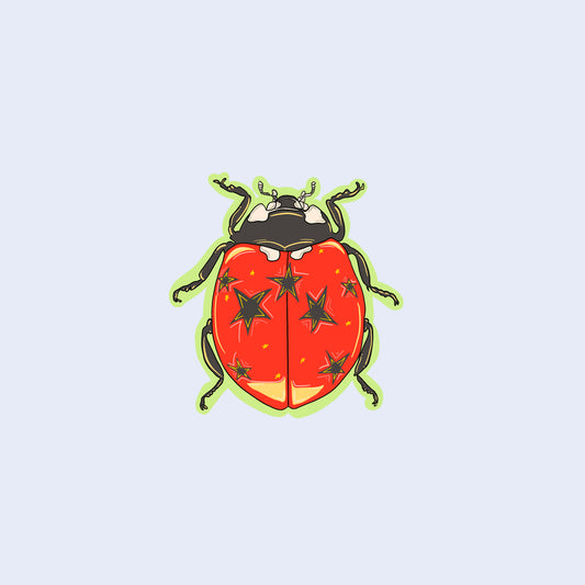 Starry Ladybug Sticker – Glitter Laminated